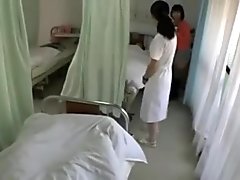 Japanese girl cheating during hospital visit groped across curtain
